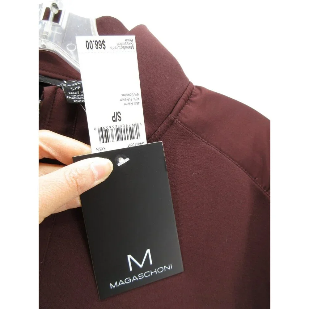 Magaschoni Sweater Small 1/4 Zip Pullover Minimalist Mock Neck NEW